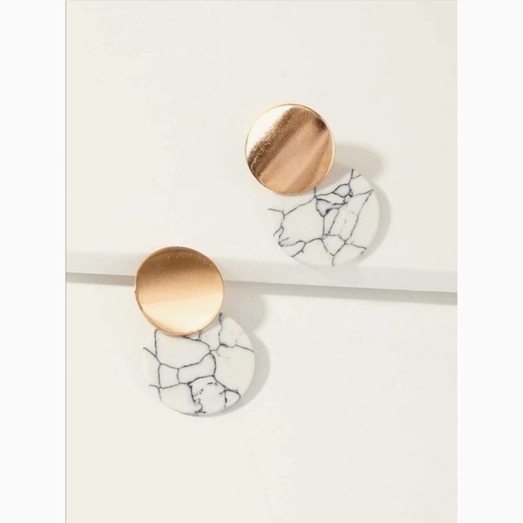 Anthropologie Jewelry - 3/$30 Acrylic Gold Circle Statement Drop Earrings